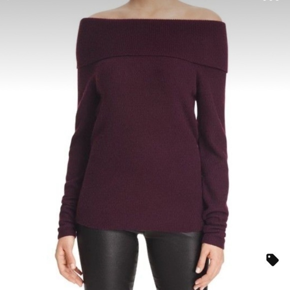 Bloomingdale’s cashmere, ribbed, sweater, turtleneck, eggplant, color